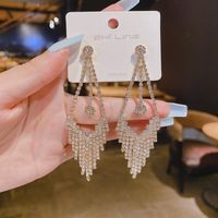 1 Pair Fairy Style Glam Tassel Plating Inlay Alloy Rhinestones Drop Earrings sku image 1