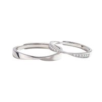 Simple Style Solid Color Sterling Silver Plating Inlay Artificial Diamond Open Rings main image 2