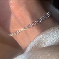 Simple Style Round Solid Color Sterling Silver Polishing Bracelets sku image 1