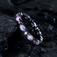 Classic Style Circle Copper Inlay Opal Zircon Rings main image 5