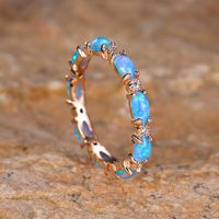 Classic Style Circle Copper Inlay Opal Zircon Rings main image 1