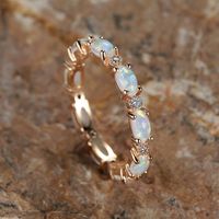 Classic Style Circle Copper Inlay Opal Zircon Rings main image 2