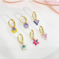 6 Pieces Vacation Sweet Star Plating Inlay Alloy Artificial Diamond Drop Earrings main image 4