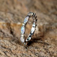 Classic Style Circle Copper Inlay Opal Zircon Rings main image 4