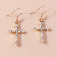 1 Pair Elegant Cross Inlay Zinc Alloy Artificial Gemstones Drop Earrings main image 5