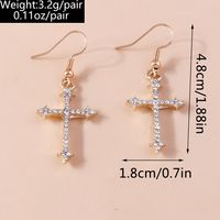 1 Pair Elegant Cross Inlay Zinc Alloy Artificial Gemstones Drop Earrings main image 2