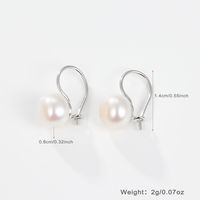 1 Paire Style Simple Rond Placage Incruster Argent Sterling Perles Artificielles Or Blanc Plaqué Boucles D'oreilles main image 8