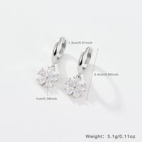 1 Pair Simple Style Flower Plating Inlay Sterling Silver Zircon White Gold Plated Drop Earrings main image 6