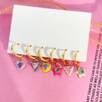6 Pieces Vacation Sweet Star Plating Inlay Alloy Artificial Diamond Drop Earrings main image 3