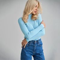 Women's Sweater Long Sleeve Sweaters & Cardigans Simple Style Solid Color main image 2