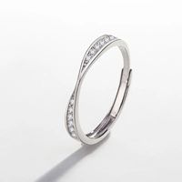 Simple Style Solid Color Sterling Silver Plating Inlay Artificial Diamond Open Rings sku image 1