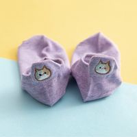 Women's Cute Cat Cotton Embroidery Ankle Socks A Pair sku image 4