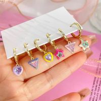 6 Pieces Vacation Sweet Star Plating Inlay Alloy Artificial Diamond Drop Earrings main image 2