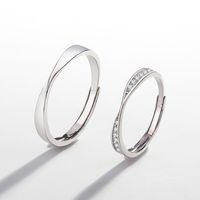 Simple Style Solid Color Sterling Silver Plating Inlay Artificial Diamond Open Rings main image 1