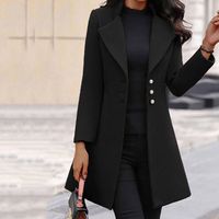 Women's Casual Vintage Style Solid Color Button Single Breasted Coat Woolen Coat main image 4