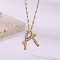 Simple Style Streetwear Letter Stainless Steel Plating Inlay Zircon Gold Plated Pendant Necklace sku image 1
