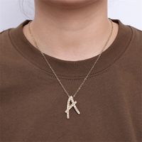 Simple Style Streetwear Letter Stainless Steel Plating Inlay Zircon Gold Plated Pendant Necklace main image 3