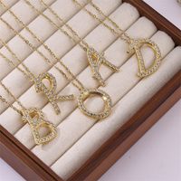 Simple Style Streetwear Letter Stainless Steel Plating Inlay Zircon Gold Plated Pendant Necklace main image 4