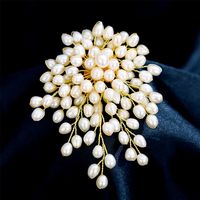 Korean Style Flower Pearl Copper Women's Brooches sku image 1