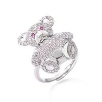 Cute Bear Copper Plating Inlay Zircon Open Rings 1 Piece sku image 4