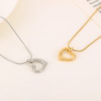 Titanium Steel 18K Gold Plated Simple Style Plating Heart Shape Pendant Necklace main image 2
