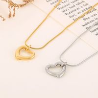Titanium Steel 18K Gold Plated Simple Style Plating Heart Shape Pendant Necklace main image 8