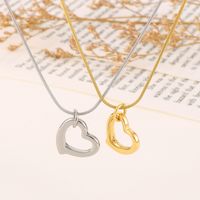 Titanium Steel 18K Gold Plated Simple Style Plating Heart Shape Pendant Necklace main image 7