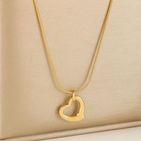 Titanium Steel 18K Gold Plated Simple Style Plating Heart Shape Pendant Necklace main image 1
