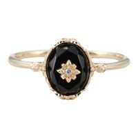 Ethnic Style Oval Flower Copper Inlay Agate Zircon Rings sku image 1