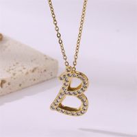 Simple Style Streetwear Letter Stainless Steel Plating Inlay Zircon Gold Plated Pendant Necklace sku image 2