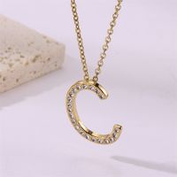 Simple Style Streetwear Letter Stainless Steel Plating Inlay Zircon Gold Plated Pendant Necklace sku image 3