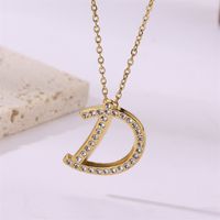 Simple Style Streetwear Letter Stainless Steel Plating Inlay Zircon Gold Plated Pendant Necklace sku image 4