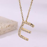 Simple Style Streetwear Letter Stainless Steel Plating Inlay Zircon Gold Plated Pendant Necklace sku image 5