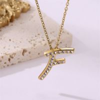 Simple Style Streetwear Letter Stainless Steel Plating Inlay Zircon Gold Plated Pendant Necklace sku image 6