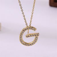 Simple Style Streetwear Letter Stainless Steel Plating Inlay Zircon Gold Plated Pendant Necklace sku image 7