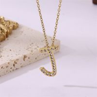 Simple Style Streetwear Letter Stainless Steel Plating Inlay Zircon Gold Plated Pendant Necklace sku image 10