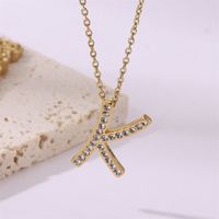 Simple Style Streetwear Letter Stainless Steel Plating Inlay Zircon Gold Plated Pendant Necklace sku image 11