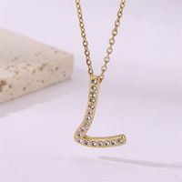 Simple Style Streetwear Letter Stainless Steel Plating Inlay Zircon Gold Plated Pendant Necklace sku image 12
