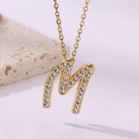 Simple Style Streetwear Letter Stainless Steel Plating Inlay Zircon Gold Plated Pendant Necklace sku image 13