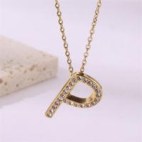 Simple Style Streetwear Letter Stainless Steel Plating Inlay Zircon Gold Plated Pendant Necklace sku image 16