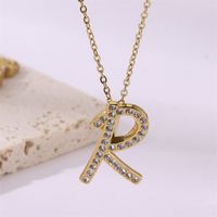 Simple Style Streetwear Letter Stainless Steel Plating Inlay Zircon Gold Plated Pendant Necklace sku image 18
