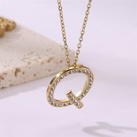 Simple Style Streetwear Letter Stainless Steel Plating Inlay Zircon Gold Plated Pendant Necklace sku image 17