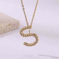 Simple Style Streetwear Letter Stainless Steel Plating Inlay Zircon Gold Plated Pendant Necklace sku image 19