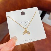 Simple Style Fish Tail Titanium Steel Plating Inlay Zircon Gold Plated Pendant Necklace main image 5