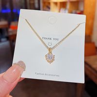 Ig Style Round Titanium Steel Plating Inlay Zircon 18k Gold Plated Solitaire Necklace main image 5