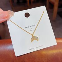 Simple Style Fish Tail Titanium Steel Plating Inlay Zircon Gold Plated Pendant Necklace main image 4