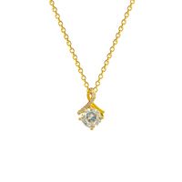 Ig Style Round Titanium Steel Plating Inlay Zircon 18k Gold Plated Solitaire Necklace main image 4