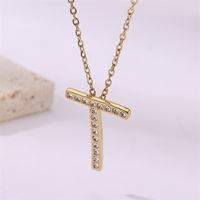 Simple Style Streetwear Letter Stainless Steel Plating Inlay Zircon Gold Plated Pendant Necklace sku image 20