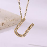 Simple Style Streetwear Letter Stainless Steel Plating Inlay Zircon Gold Plated Pendant Necklace sku image 21