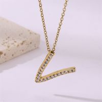 Simple Style Streetwear Letter Stainless Steel Plating Inlay Zircon Gold Plated Pendant Necklace sku image 22
